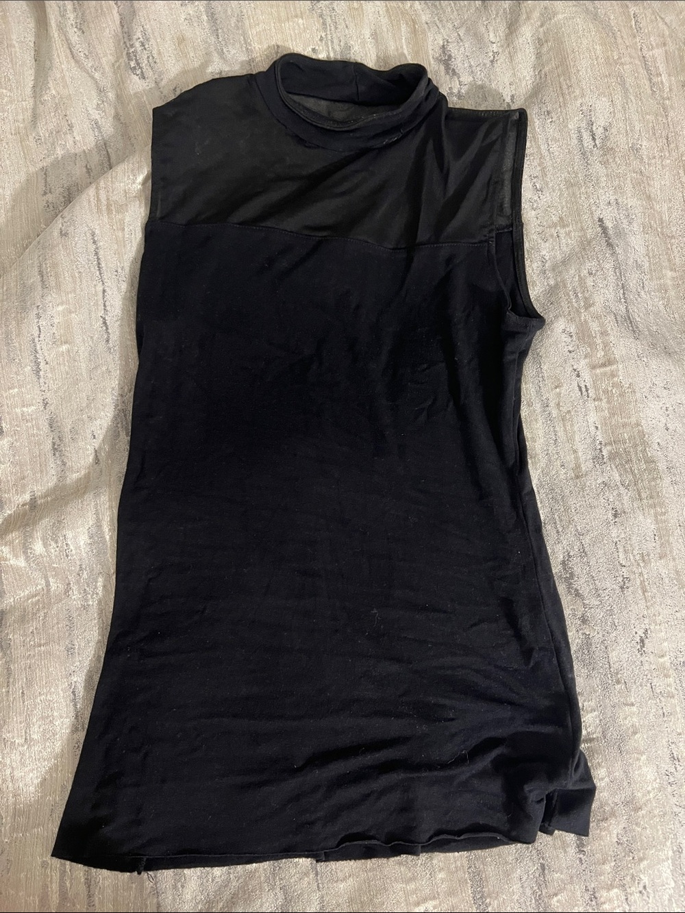 Bailey 44 Black Sleeveless Mock Neck Top with sheer top